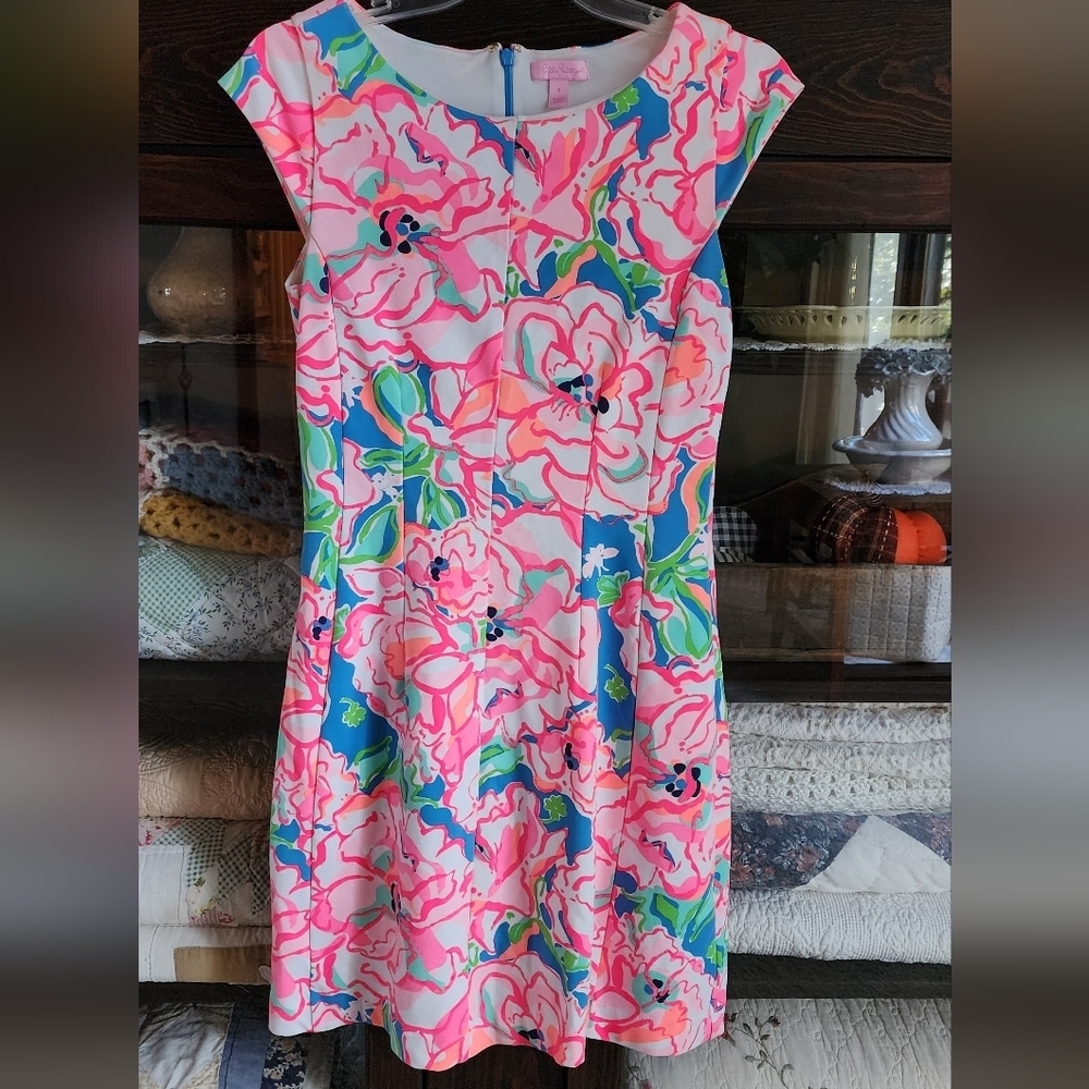 Lilly Pulitzer Pink and Blue Floral Mini Dress - Picture 1 of 6